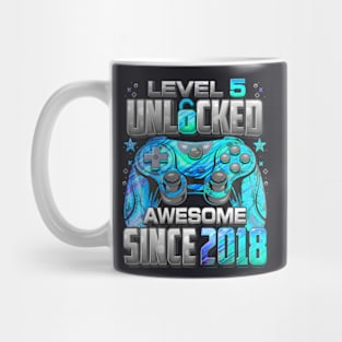 Level 5 Unlocked Awesome Since 2018 5Th Birthday Gaming Mug